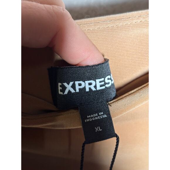 Express Women's Tan Strapless Ruched Bodycon Mini‎ Dress Lined Size XL NWT - Picture 6 of 8